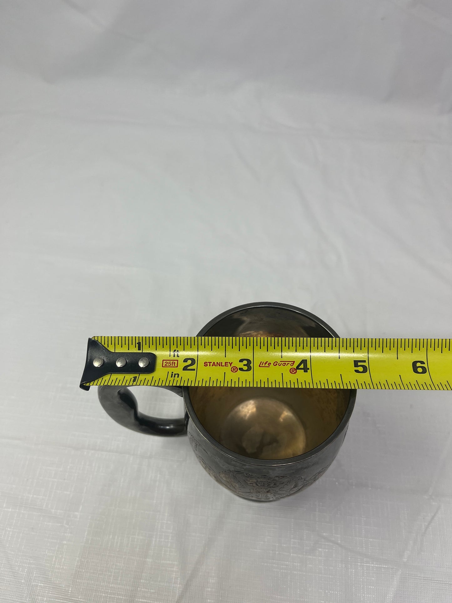 A.K.E. 2963 India Silver Plated Etched Mug β Floral Engraved Tankard