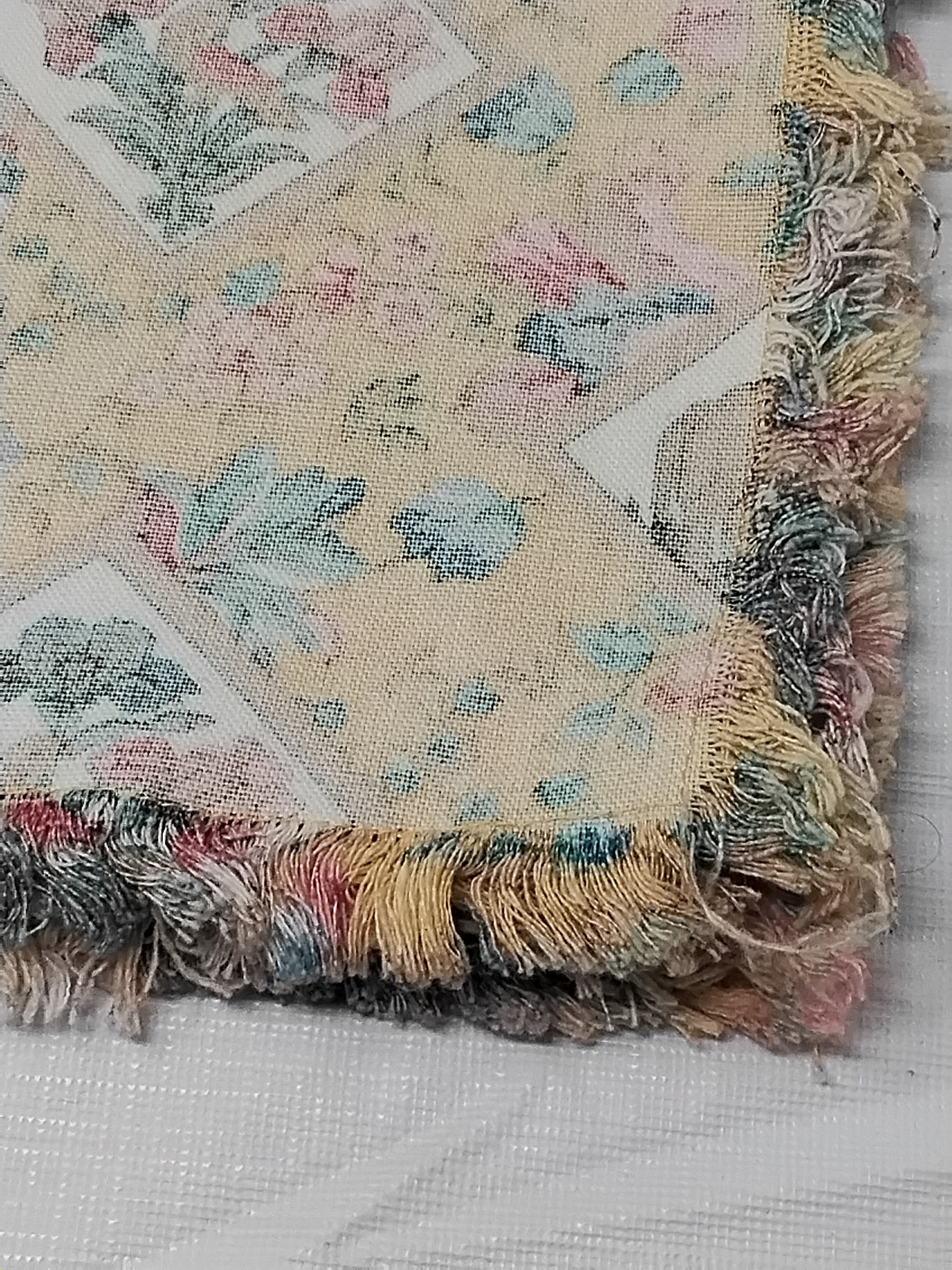 Set of 4 Boho Floral Tapestry Fringe Placemats Mustard Multi 17β Square