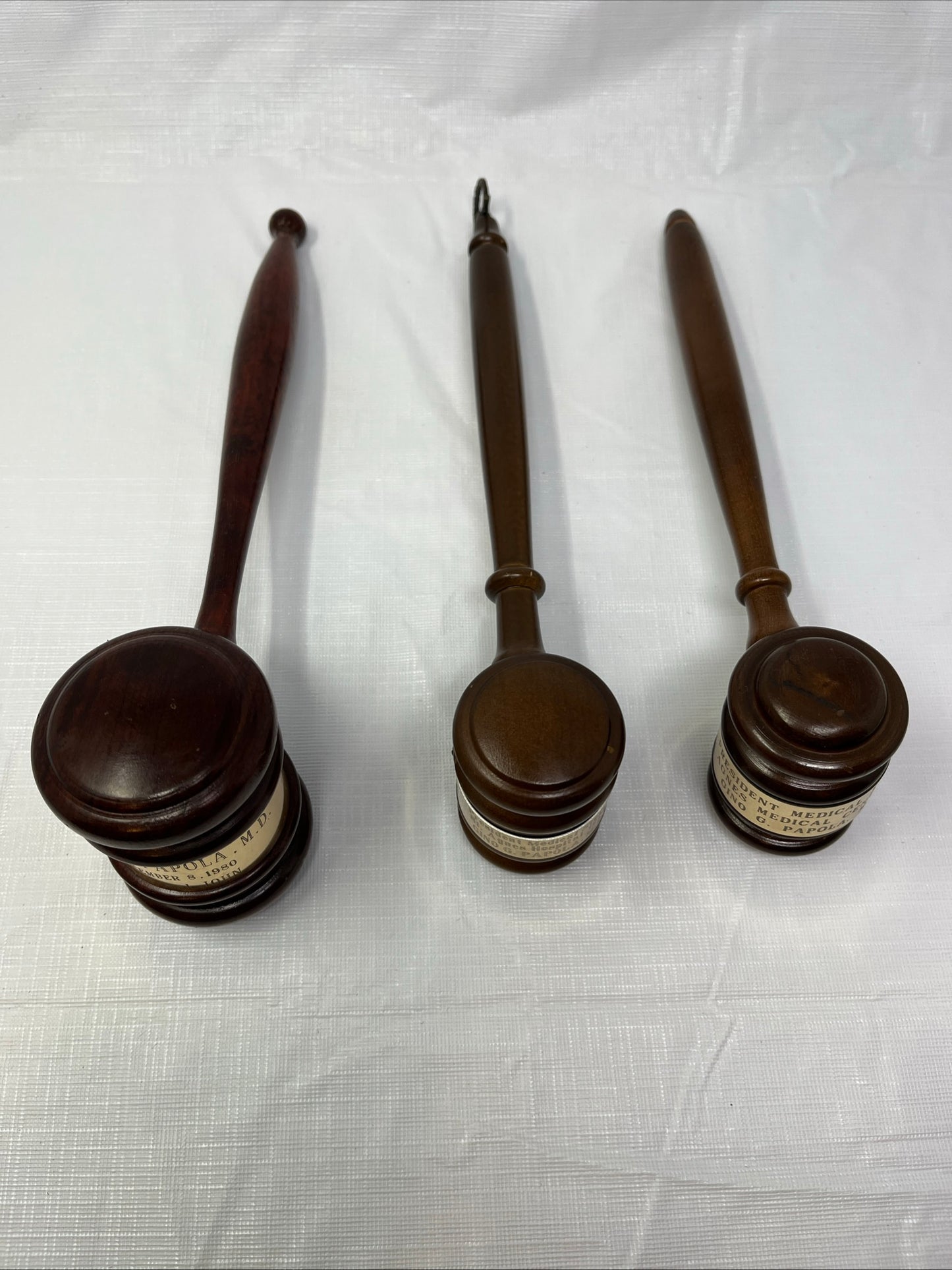 Vintage Set of 3 Wooden Presentation / Judge / Auctioneer Gavels β 1974β1982