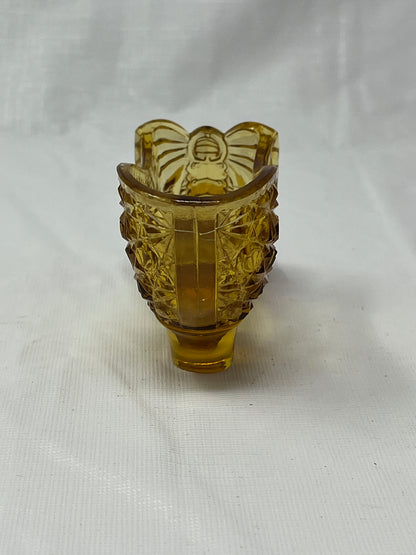 Vintage Amber Glass Shoe Figurine 5 Inch