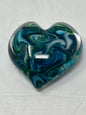 Blue Green White Marbled Glass Paperweight Signed LCGC 2012