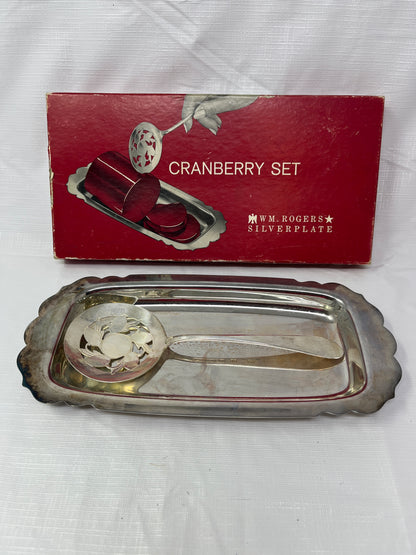 WM Rogers Silverplate Cranberry Set with Original Box