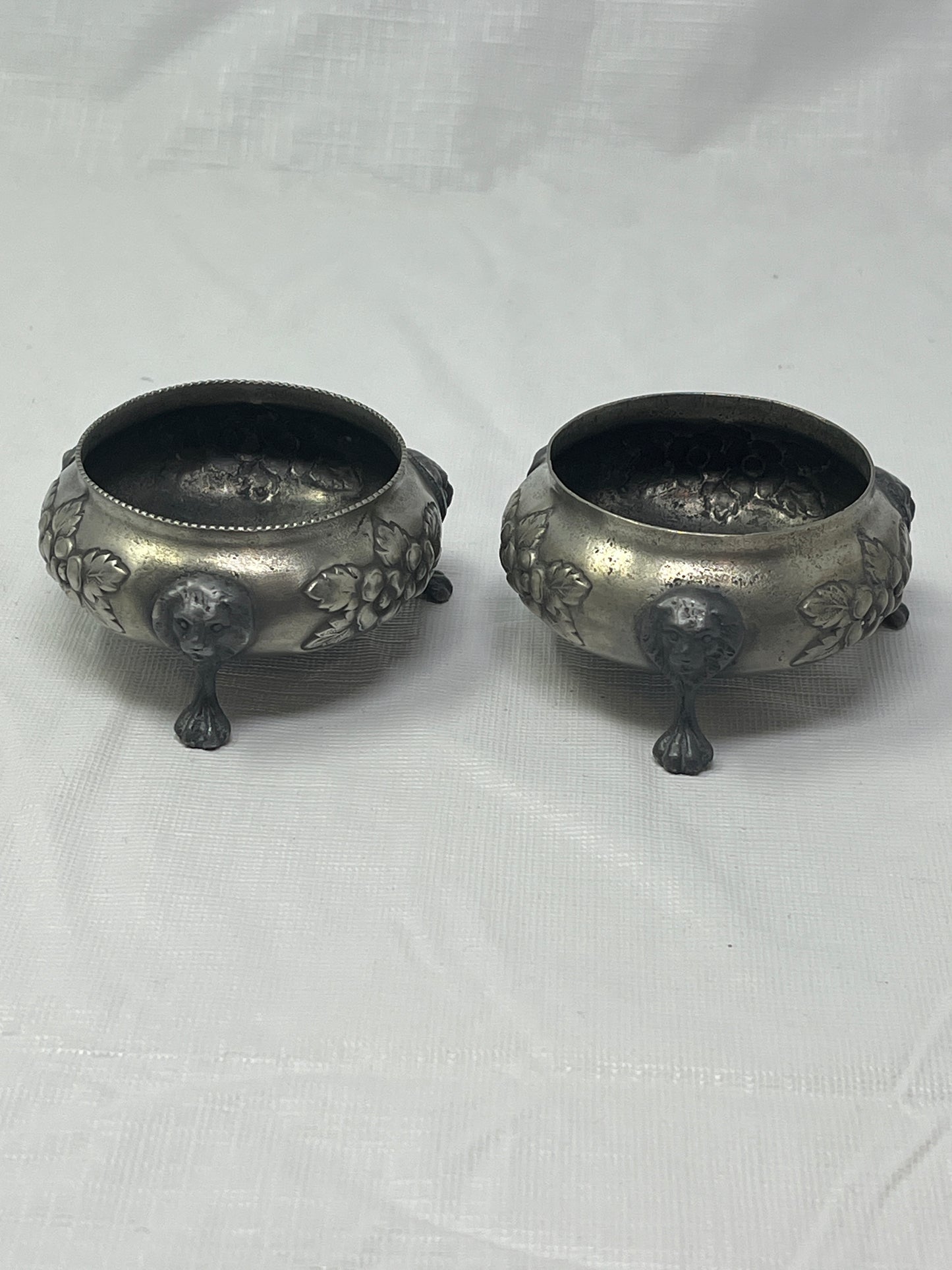 Vintage Pair Open Salt Cellars 3x1.5 Inch