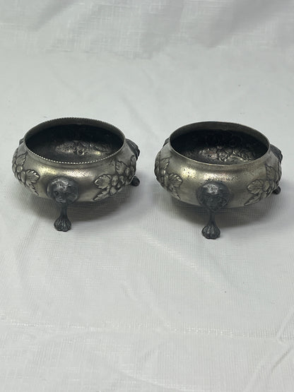 Vintage Pair Open Salt Cellars 3x1.5 Inch