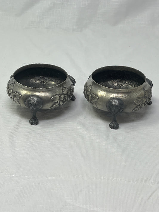 Vintage Pair Open Salt Cellars 3x1.5 Inch