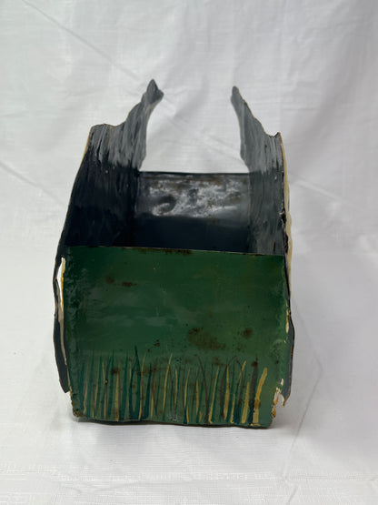 Handpainted Metal Cow Wall Planter Folk Art Farmhouse Rustic