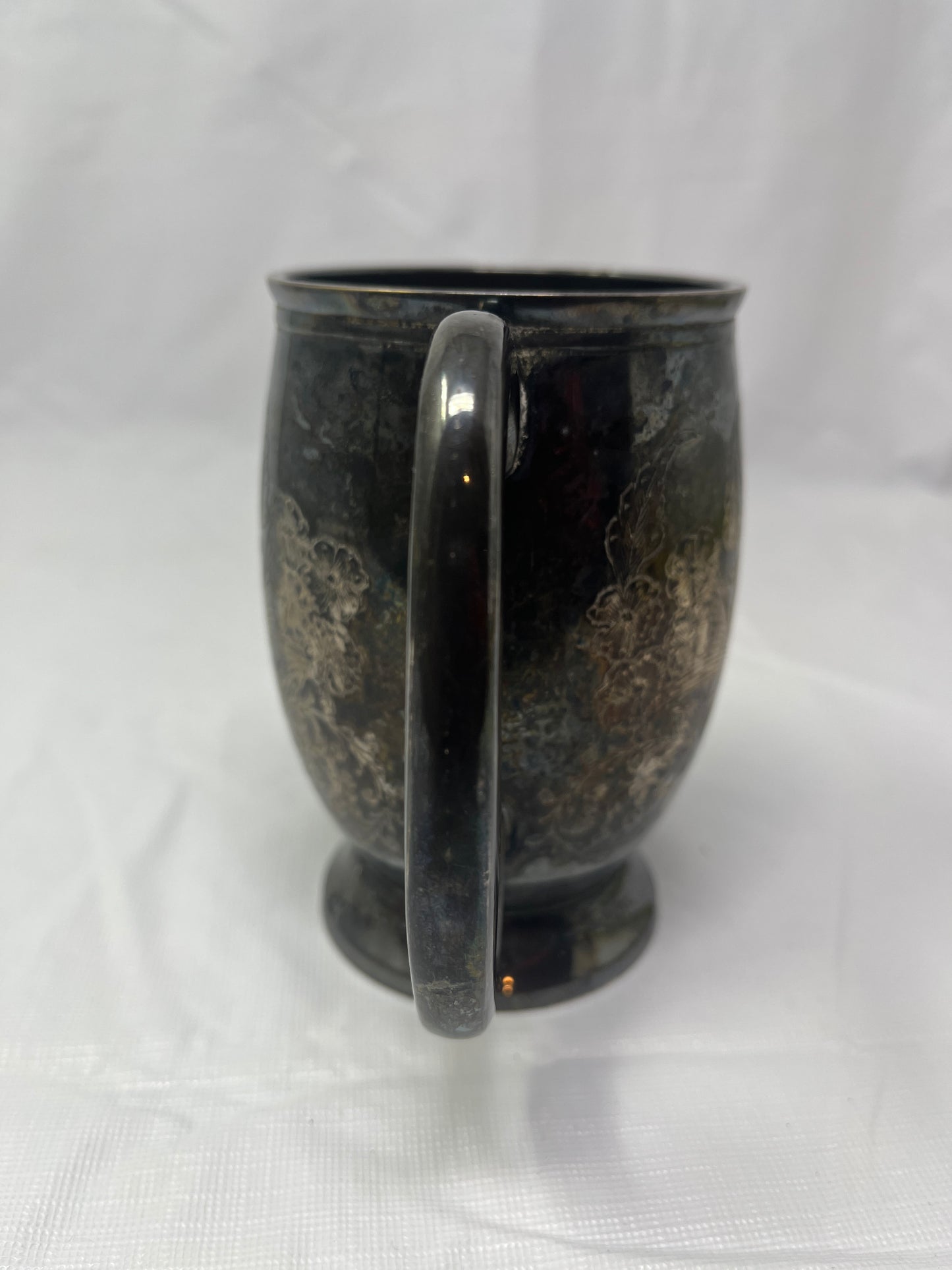 A.K.E. 2963 India Silver Plated Etched Mug – Floral Engraved Tankard