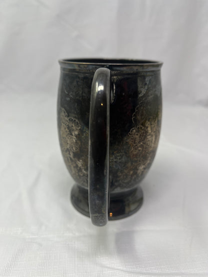 A.K.E. 2963 India Silver Plated Etched Mug – Floral Engraved Tankard