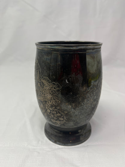 A.K.E. 2963 India Silver Plated Etched Mug – Floral Engraved Tankard