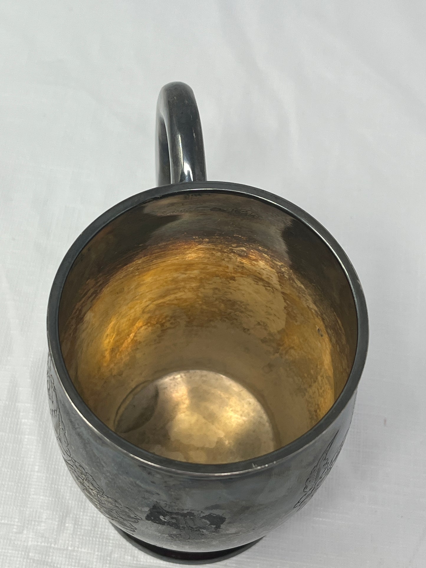 A.K.E. 2963 India Silver Plated Etched Mug – Floral Engraved Tankard
