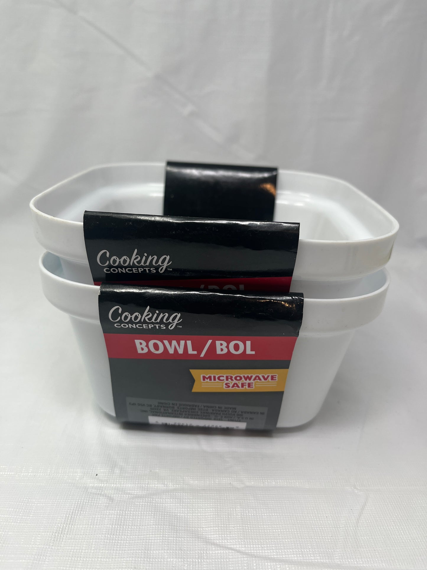 Cooking Concepts White Plastic Bowls – Microwave Safe Set of 2 Medium w/ Packaging