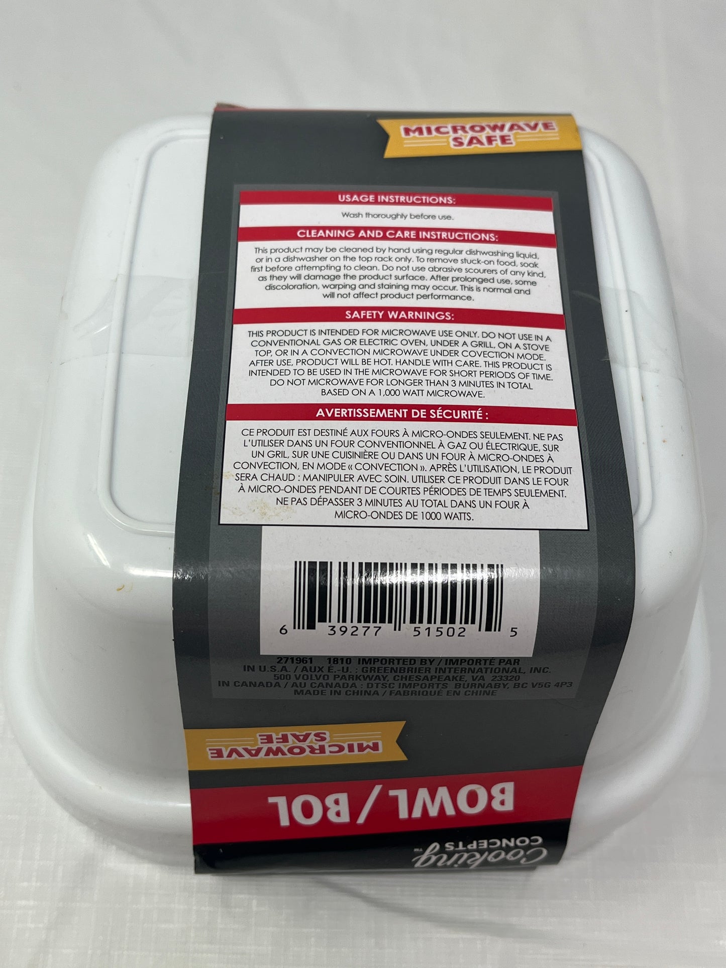 Cooking Concepts White Plastic Bowls – Microwave Safe Set of 2 Medium w/ Packaging