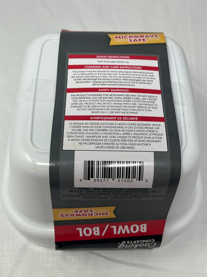 Cooking Concepts White Plastic Bowls – Microwave Safe Set of 2 Medium w/ Packaging