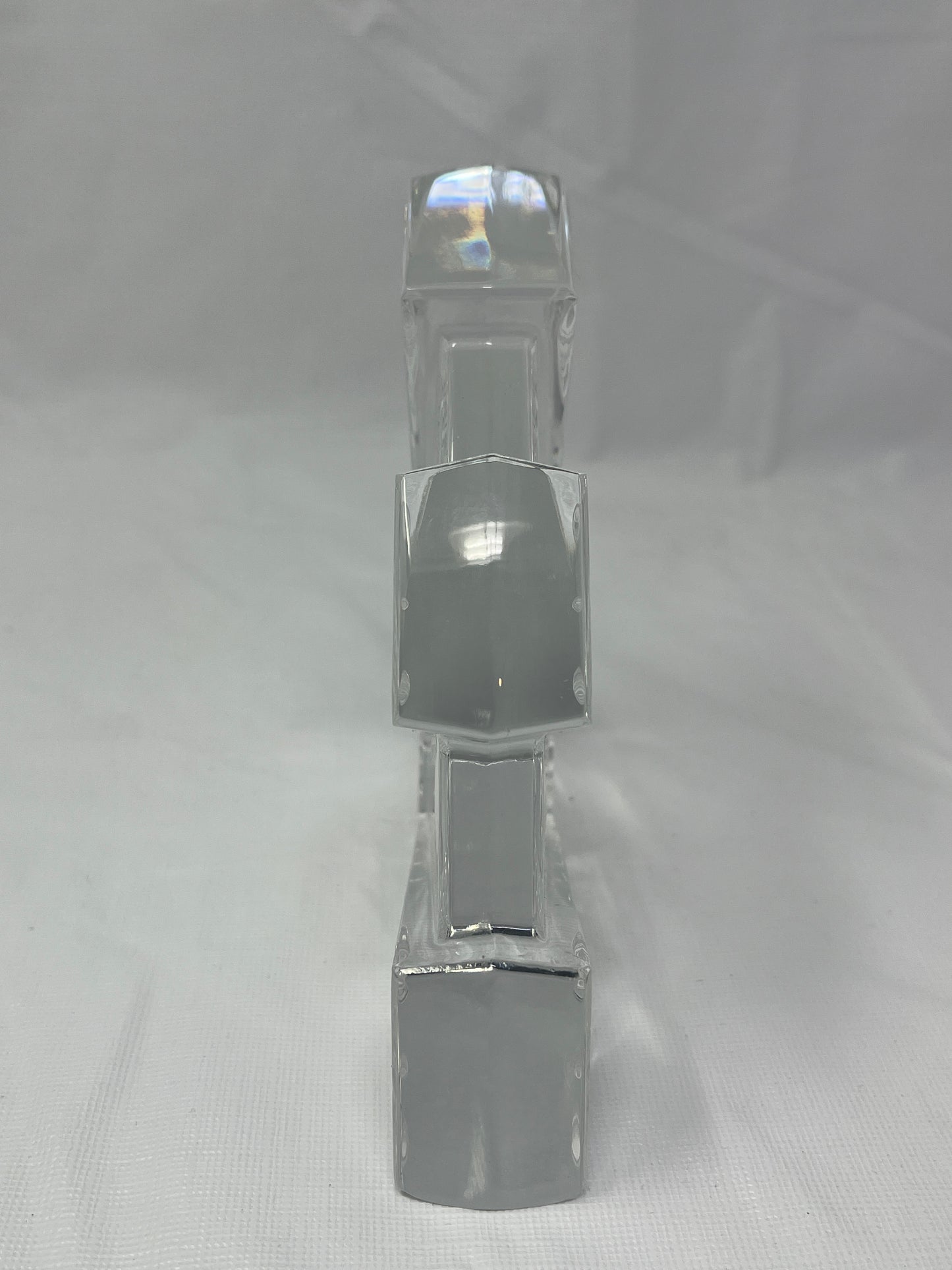 Cut Crystal Art Deco Fan Shape Design Paperweight – 5.5" x 5.5" x 1"