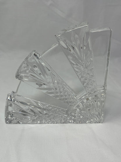 Cut Crystal Art Deco Fan Shape Design Paperweight – 5.5" x 5.5" x 1"