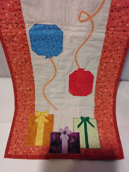 Handmade Quilted Table Runner/Bed Scarf Appliqué Gifts & Balloons 47"x19"