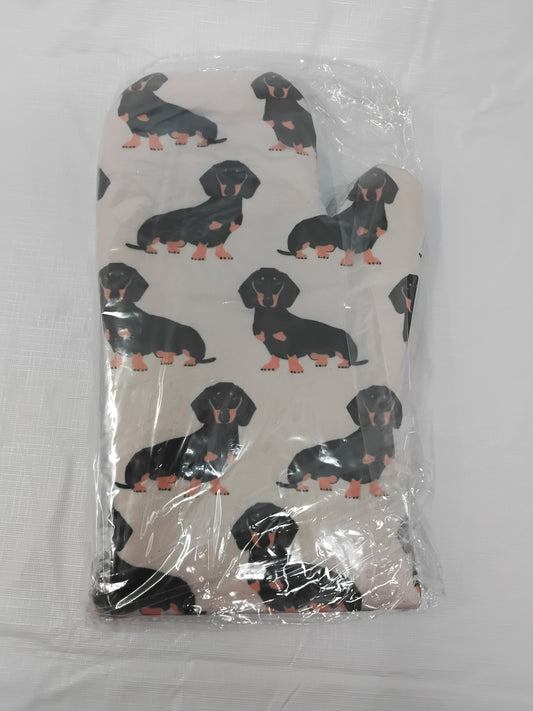Dachshund Dog Oven Mitts & Pot Holders Heat Resistant Quilted Set 11.5"x7.25"