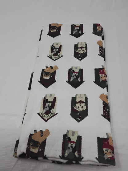 Envogue Holiday Kitchen Towel Dogs in Doghouses Christmas Hats & Scarves Good