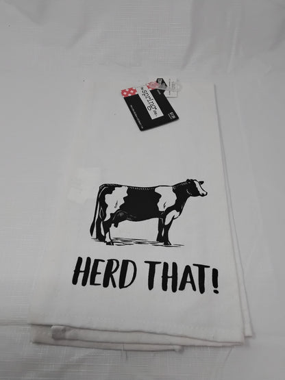The Spring Shop “Herd That!” Cow Kitchen Towel Hobby Lobby w/ Tags