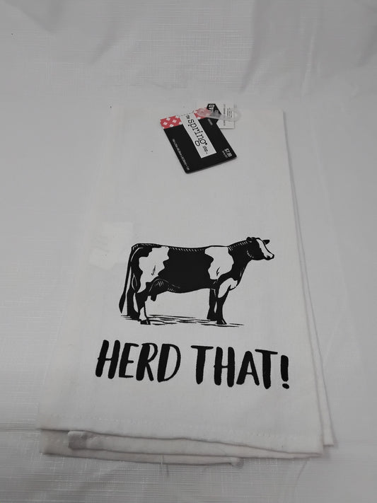 The Spring Shop “Herd That!” Cow Kitchen Towel Hobby Lobby w/ Tags
