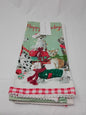 Isaac Mizrahi Set of 2 Kitchen Towels Dogs Holiday Gingham Trim w/ Tags