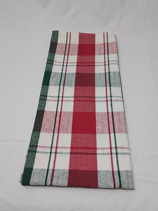 Ritz Kitchen Towel Red White Green Plaid 100% Cotton 29x19