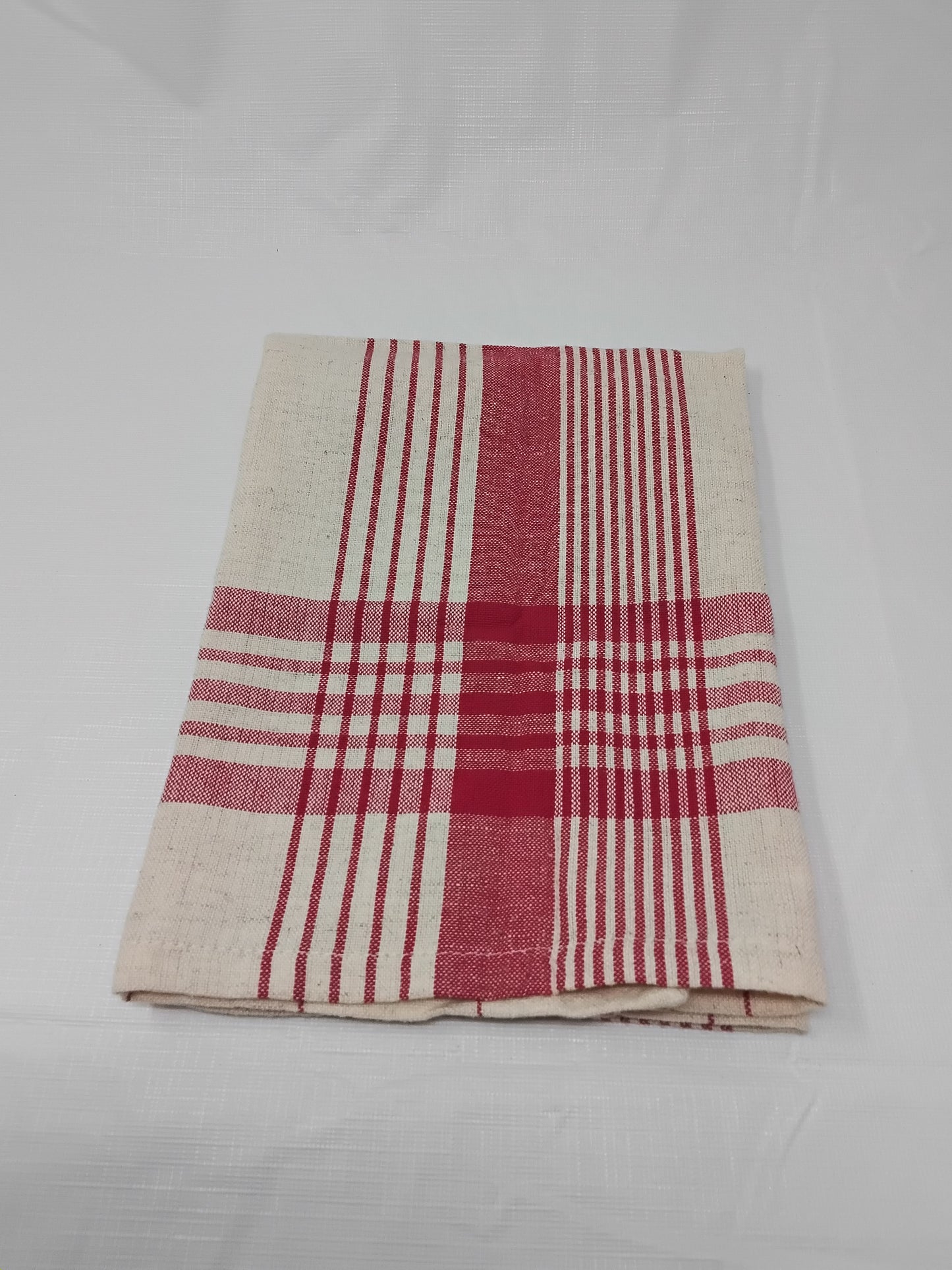 White Pine Holiday Kitchen Towel Red & Cream Plaid 100% Cotton