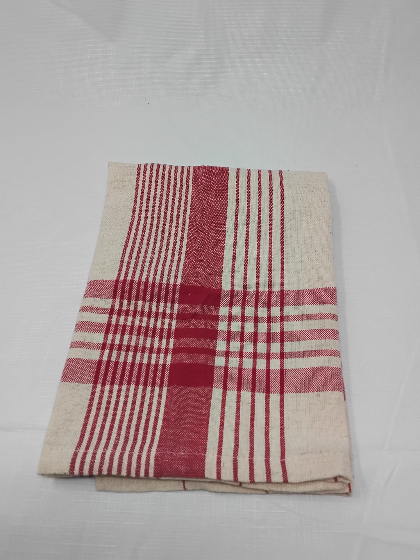 White Pine Holiday Kitchen Towel Red & Cream Plaid 100% Cotton