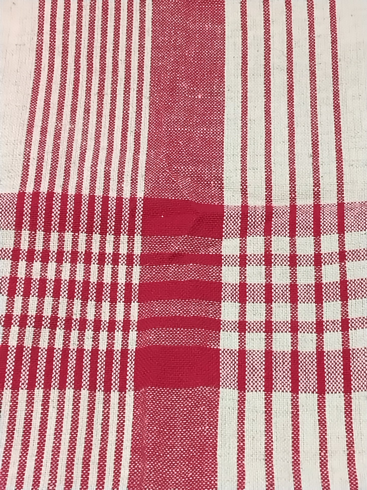 White Pine Holiday Kitchen Towel Red & Cream Plaid 100% Cotton