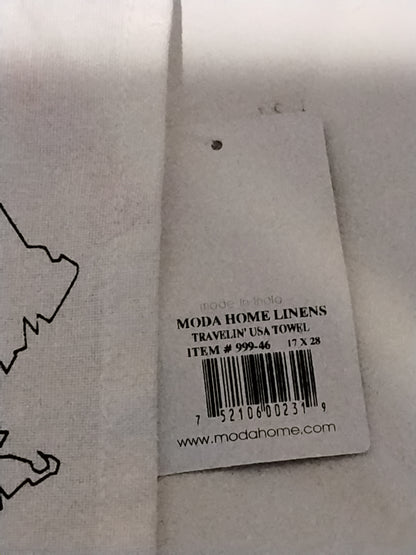 Moda Home Linens “Travelin’ USA” Kitchen Towel Map Design w/ Tag