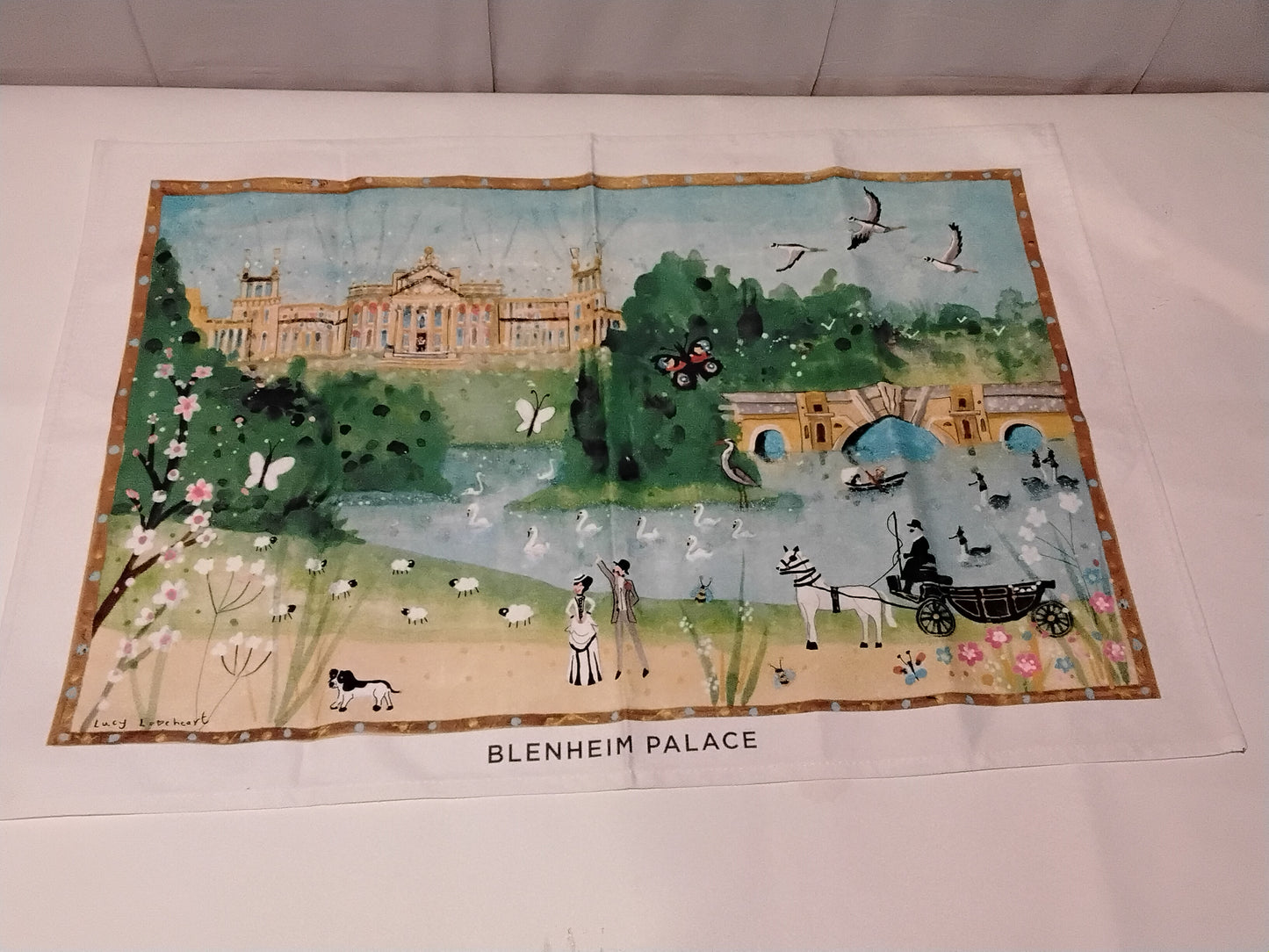 Blenheim Palace Watercolour Tea Towel Lucy Loveheart 100% Cotton w/ Tag