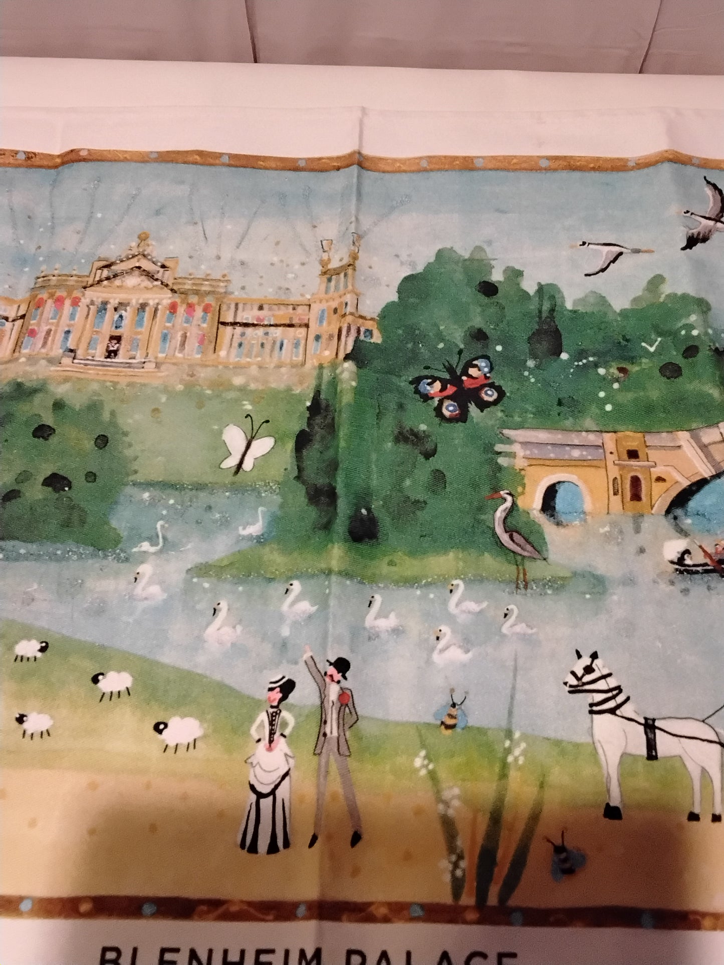 Blenheim Palace Watercolour Tea Towel Lucy Loveheart 100% Cotton w/ Tag