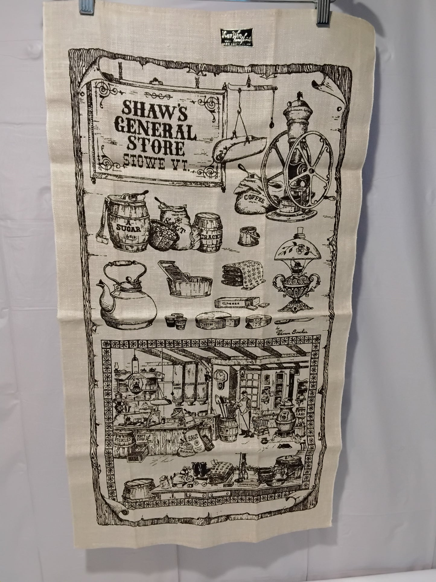 Kay Dee Handprints Linen Tea Towel Shaw’s General Store Stowe VT Warren Boucher USA