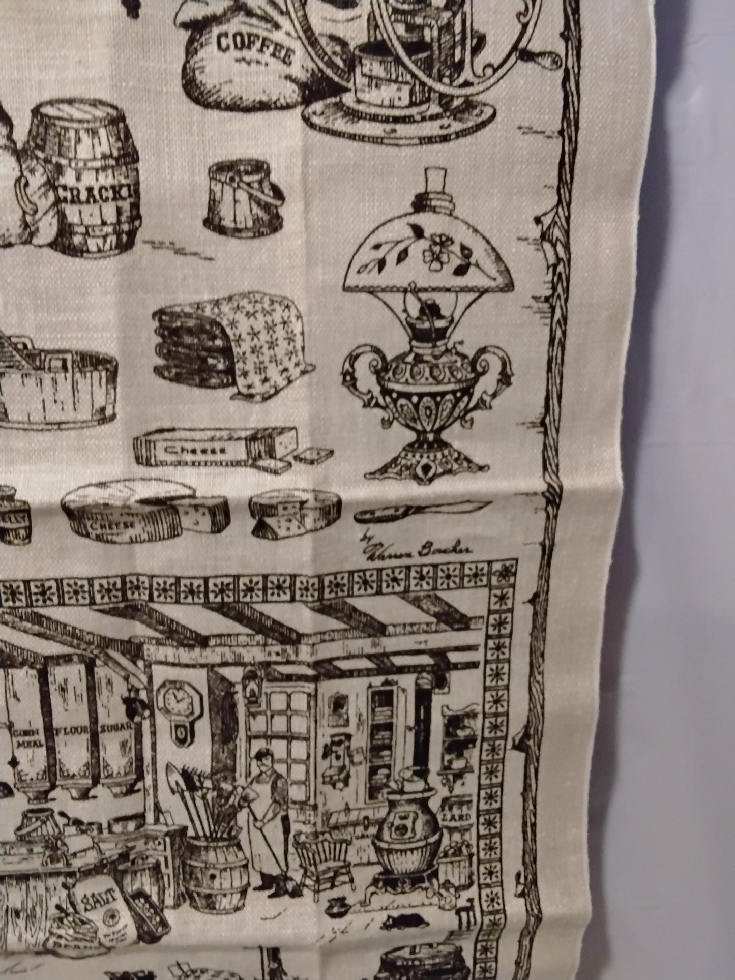 Kay Dee Handprints Linen Tea Towel Shaw’s General Store Stowe VT Warren Boucher USA