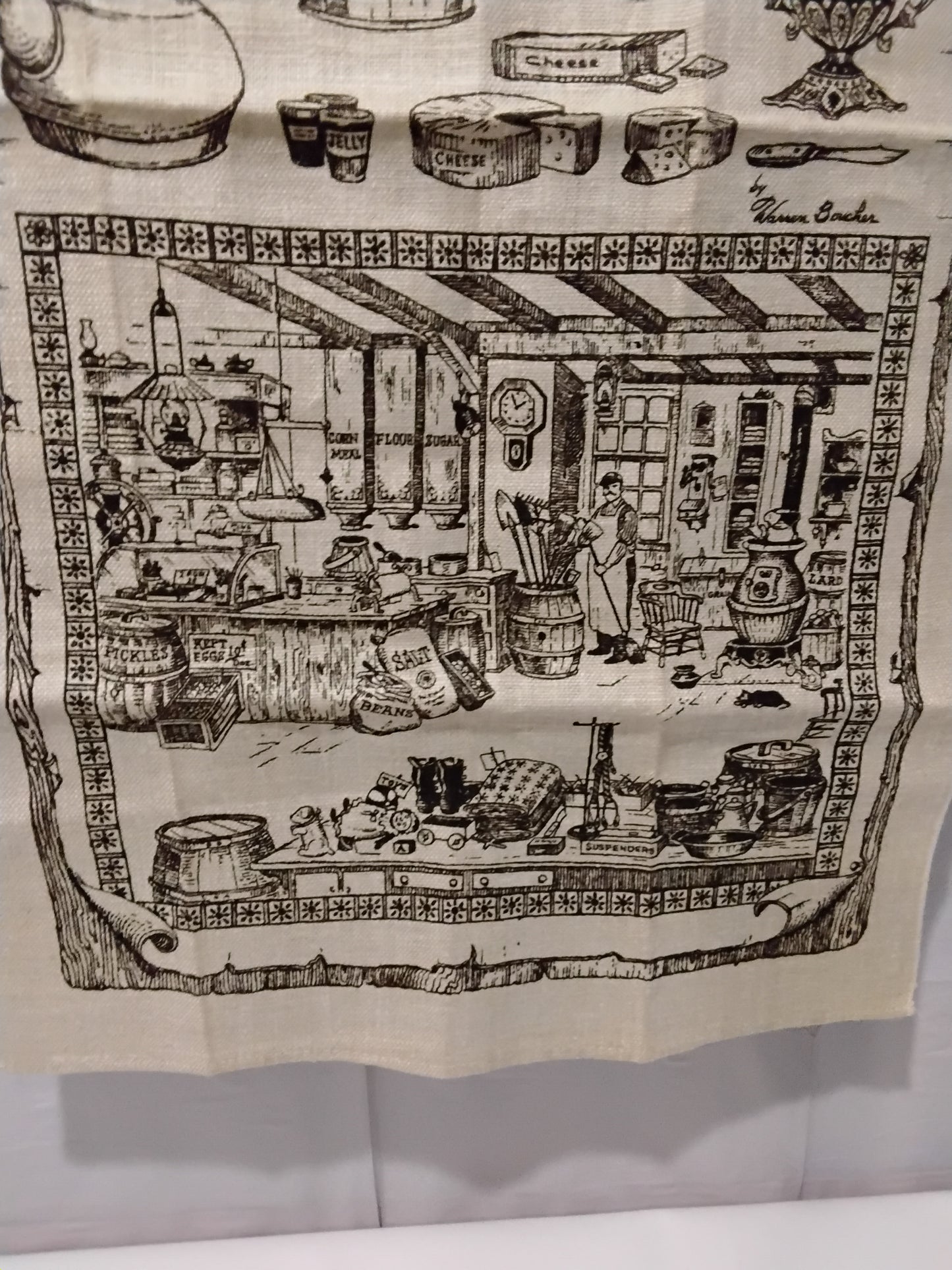 Kay Dee Handprints Linen Tea Towel Shaw’s General Store Stowe VT Warren Boucher USA
