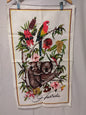 Souvenirs Australia Vintage Linen Tea Towel Koalas Rosella Floral Design 31x18.5