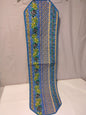 Quilted Table Runner Provençal Blue Olive Branch Floral Reversible 49x13