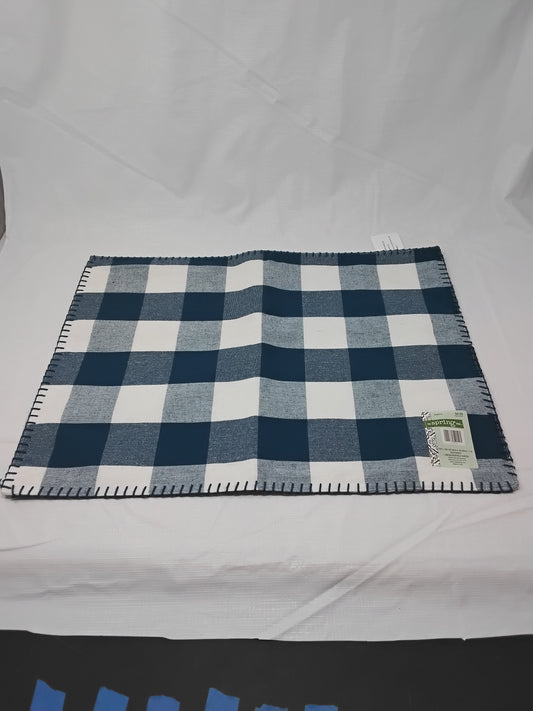 The Spring Shop Buffalo Check Placemat Navy Blue & White Gingham 14x19 Set of 2  New