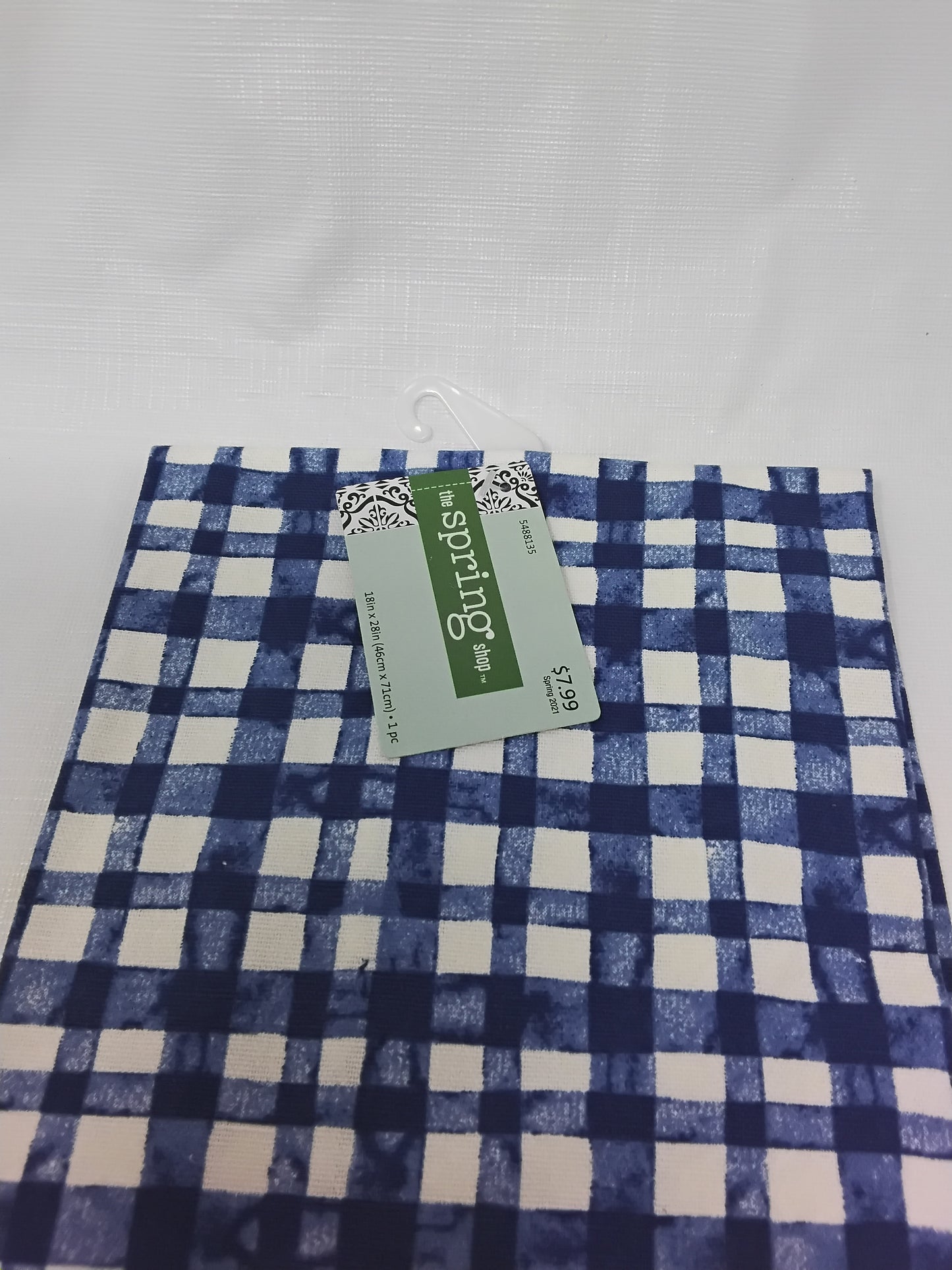 The Spring Shop Julia Kitchen Towel Blue & White Watercolor Gingham with Tassels 18x28 New