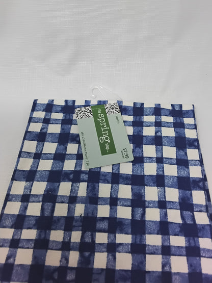 The Spring Shop Julia Kitchen Towel Blue & White Watercolor Gingham with Tassels 18x28 New