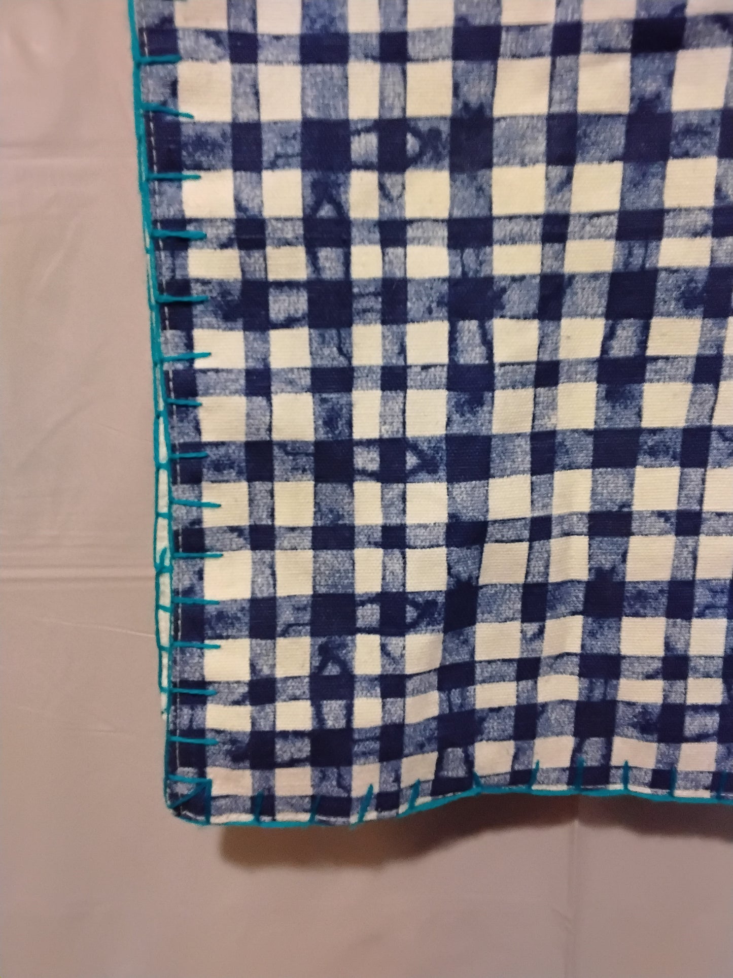 The Spring Shop Julia Table Runner Blue & White Watercolor Gingham 16x72 New