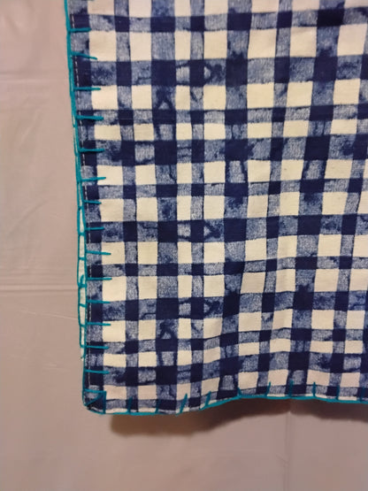 The Spring Shop Julia Table Runner Blue & White Watercolor Gingham 16x72 New