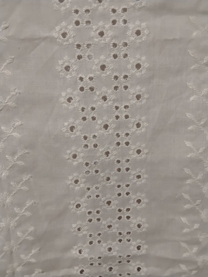 White Embroidered Lace Table Runner Floral Eyelet Scalloped 40x13