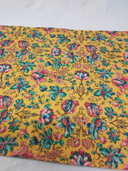 Set of 2 Floral Bird Placemats Mustard Yellow Multicolor 19x12 Boho Kitchen Decor