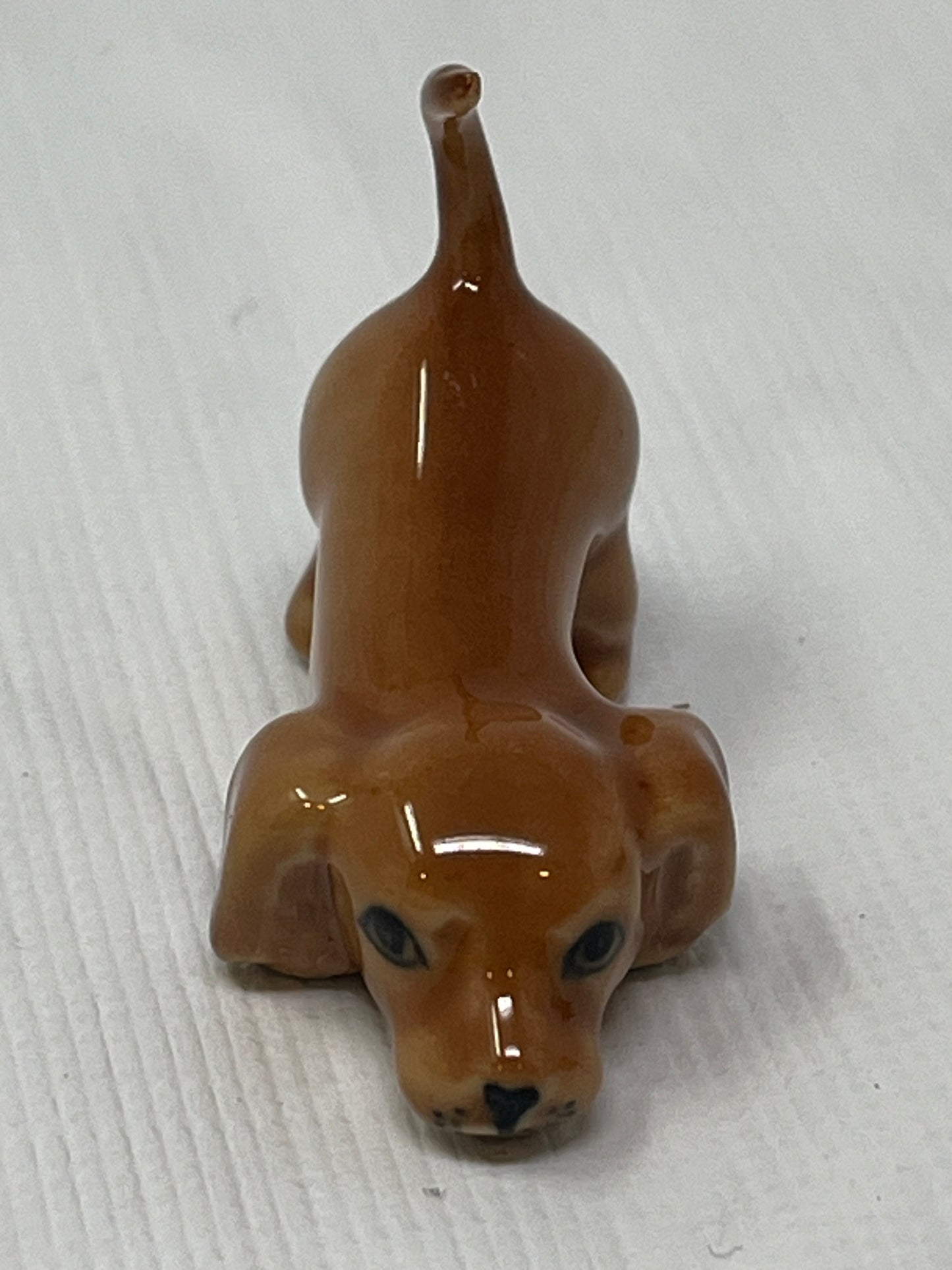Set of 4 Miniature Ceramic Puppy Figurines – Brown, Hand-Painted