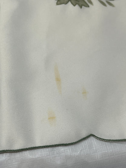 Vintage Square Embroidered Tablecloth – White, Blue & Yellow Floral (Stained)