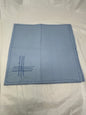 Set of 3 Vintage Linen Napkins Blue Appliqué Embroidered 14 Inch