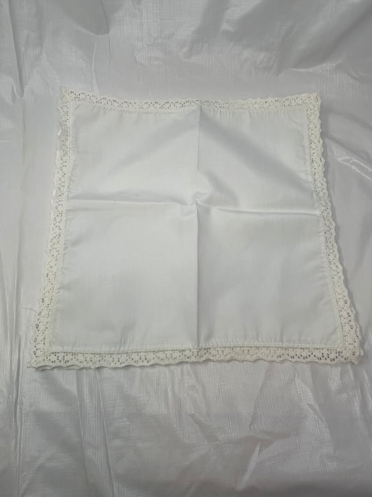 Vintage White Napkin – Crochet Lace Trim, 13" x 11"