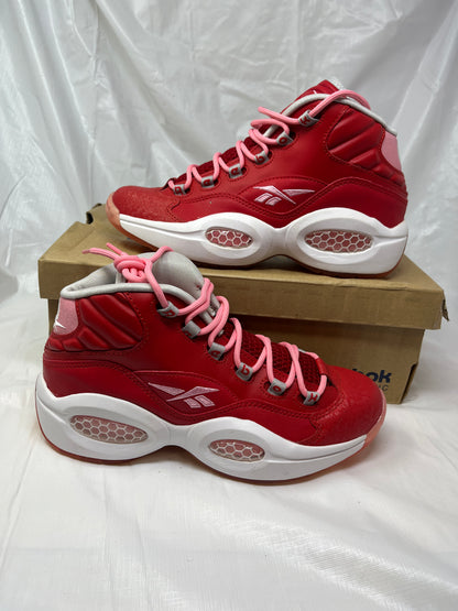 Reebok Question Mid Girls Sneakers – Size 6.5, Scarlet/Light Pink/White