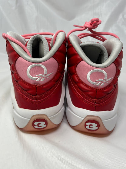 Reebok Question Mid Girls Sneakers – Size 6.5, Scarlet/Light Pink/White